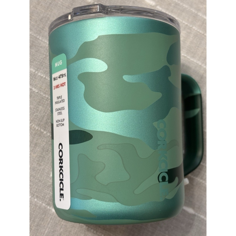 New Corkcicle 16 oz Insulated Mug – Jade Camo – Triple Insulated Stainless Steel